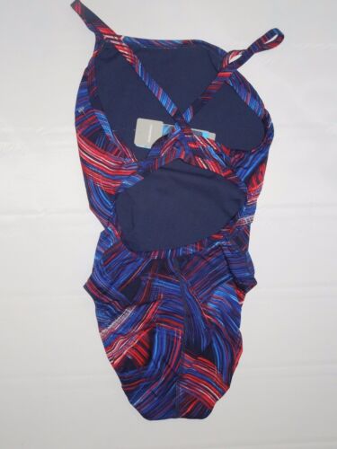 Speedo Endurance Turbo Stroke Blue print competition Swimsuit sz 26 / youth 10 - Picture 4 of 5