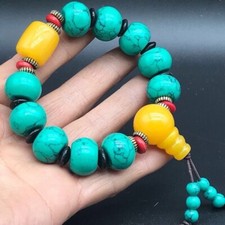 Grade A Natural Green Beads Bracelet Men Woman Retro Buddha Prayer Beads Bangle