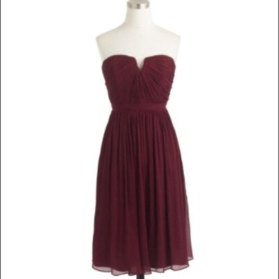burgundy strapless bridesmaid dress Wine Red Burgundy Chiffon Bridesmaid Dress Prom Dress Strapless Beaded Dress Size 18w---Bust 45 Waist 38.25 Hips 47.5 Shoulder to floor 61 main image 1