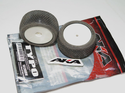 AKA 1:10 BUGGY TIRES TYPO REAR Pre-Mounted EVO WHEELS Super Soft WHITE 13120VRW