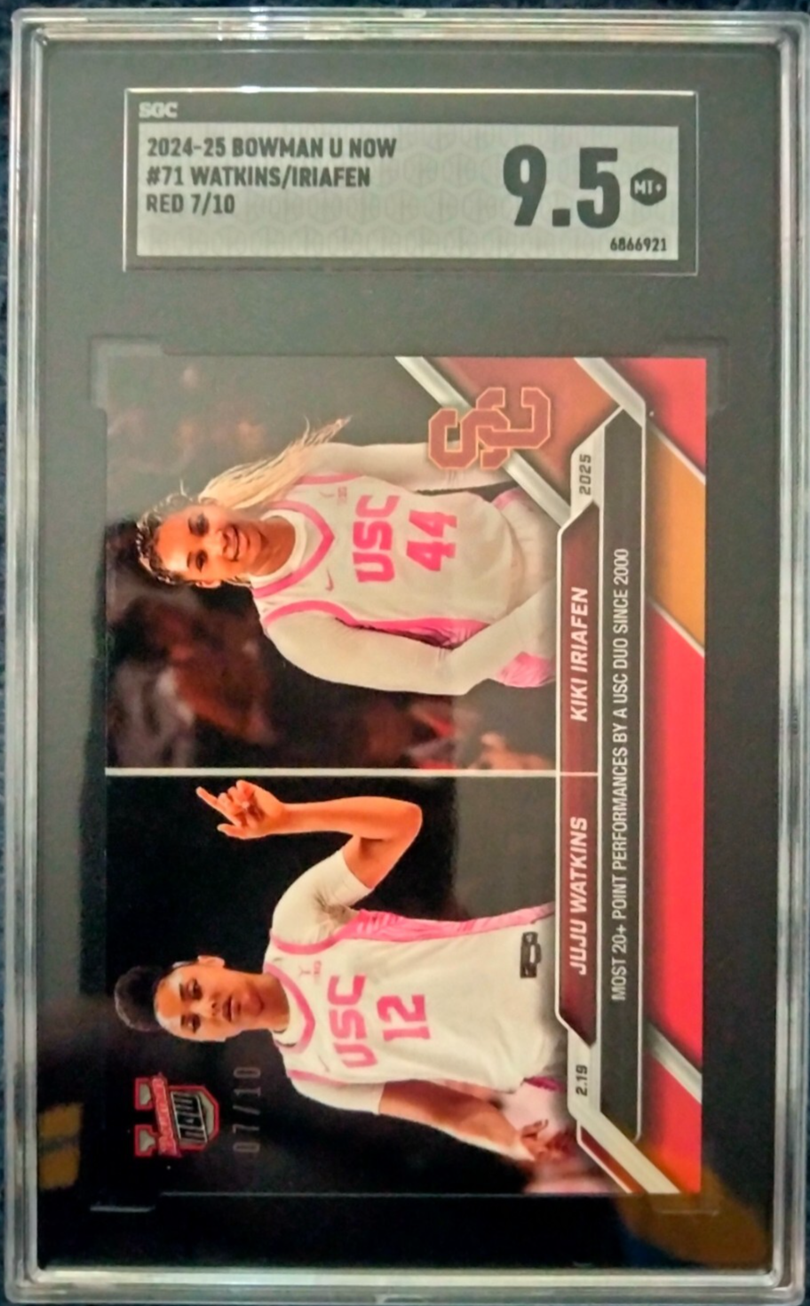 2024-25 Bowman U Juju Watkins & Kiki Iriafen #71 Red /10 SGC 9.5 POP 1