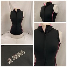 Victoria Secret Sports Vest XS Brown Pink Full Zip Nylon Stretch LN YGI X1-318