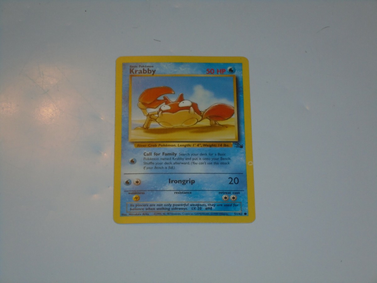 krabby pokemon card worth Krabby 51/62 Fossil Pokemon Card