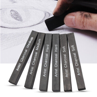 6Pcs/set Compressed Charcoal Sticks Soft/Medium/Hard Graphite Drawing Pencil Art | eBay