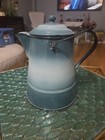 Vintage Enamelware Coffee Pot Cowboy Kettle Two Toned Blue — photo 1