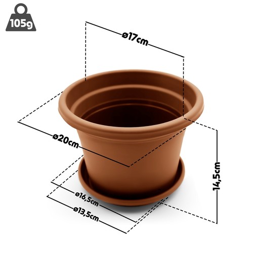8 Stück Blumentopf mit Untersetzer Pflanzkübel rund ø 20cm Terracotta Made in EU - Bild 3 von 7
