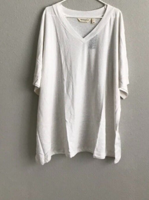 Isaac Mizrahi Bridgehampton Knit Linen Blend V-Neck - White (Sz 5X) a485814 -