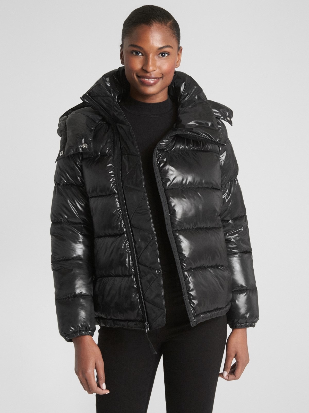Gap ColdControl High Shine Puffer Jacket, Sz MP Olive image 2