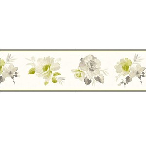 Green Beige Brown Floral Wallpaper Border Flowers Fine ...