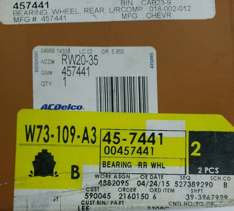 RW20-35 ACDelco GM 457441 45-7441 Wheel Bearing - Fits GMC P3500 1998 1999 - Image 3 of 4