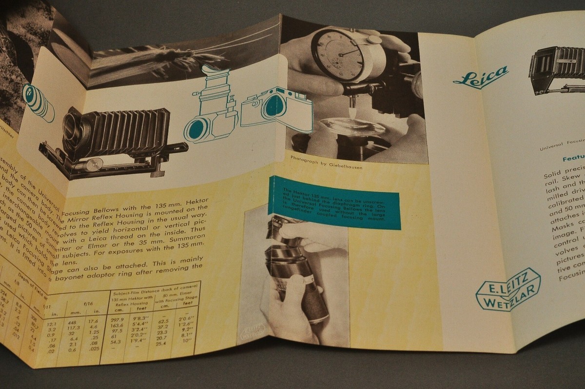Brochure Originale Leica - Focusing Bellows II - 4 Pages - Août 1962 - Allemagne