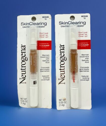 Neutrogena SkinClearing Blemish Concealer # 15 Medium Read 0.05 Oz ~ 2 Pcs