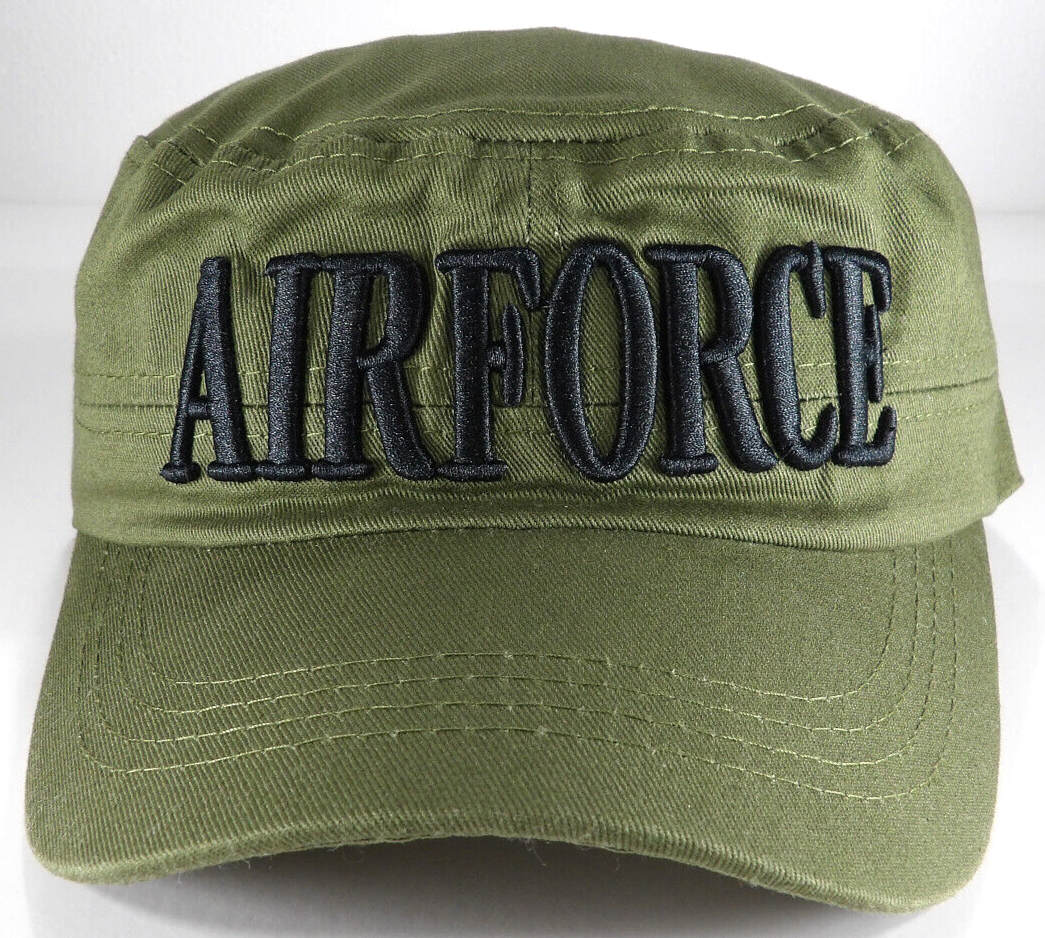 US Air Force Flat Top Patrol Cadet Cap Military Hat Olive Drab Green Adjustable