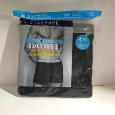 Stafford 4-Pack Men's Blended Cotton Dry+Cool Boxer Briefs Black