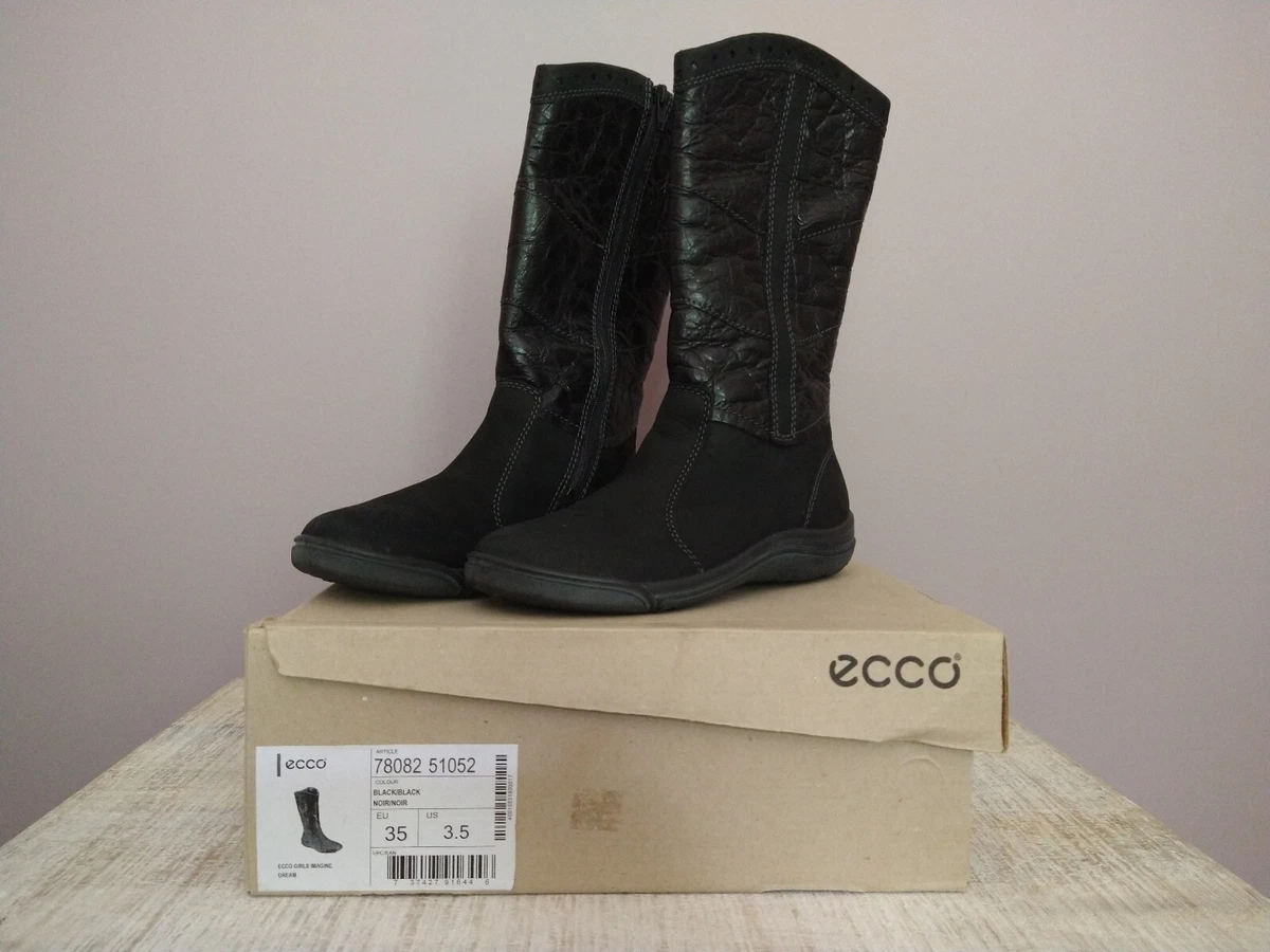 vinde Mose Knoglemarv Ecco Girls Imagine Dream Leather Zipper Boots Black Size 35 US 3,5 | eBay