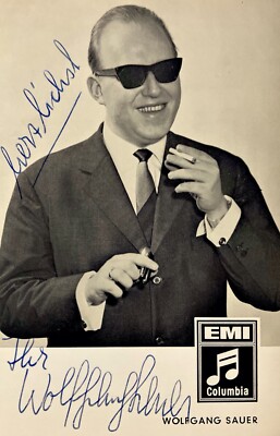 Autogramm Wolfgang Sauer Sänger Komponist 2015  -seit der Kindheit BLIND s/w xyz
