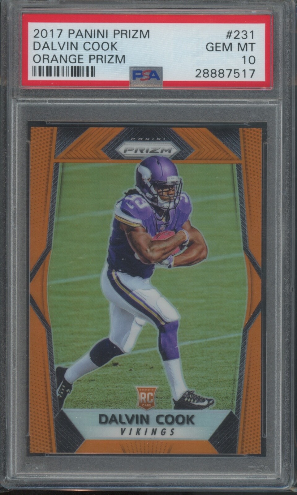2017 Panini Prizm Football Dalvin Cook #231 RC Rookie Orange /275 PSA 10