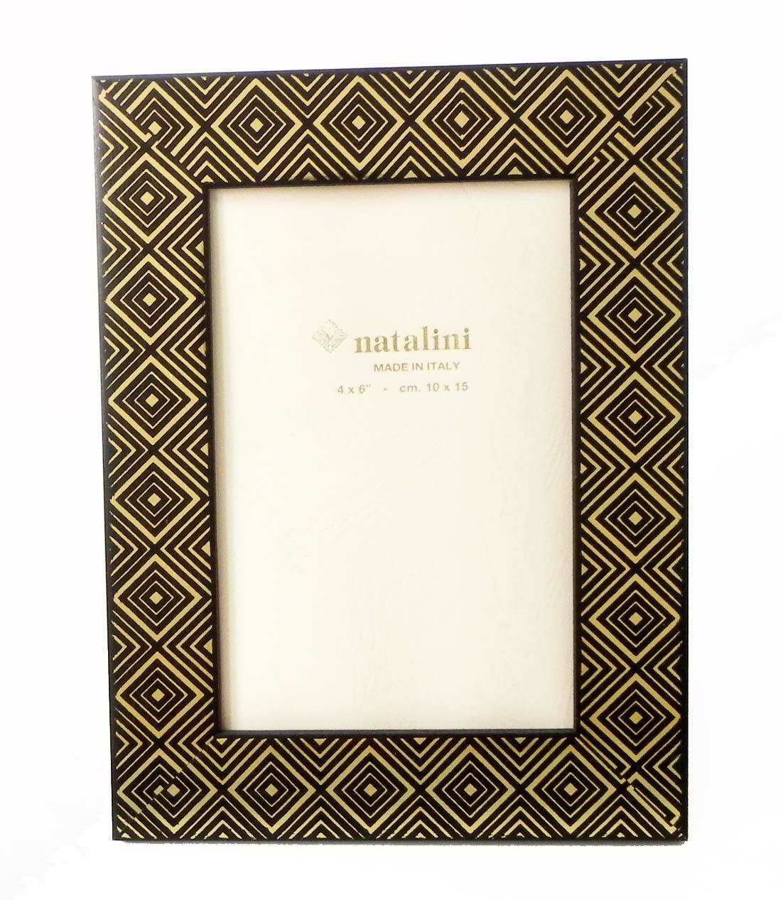Natalini Photo Frame Black Wood With Shiny Gold Diamond Design for 4x6