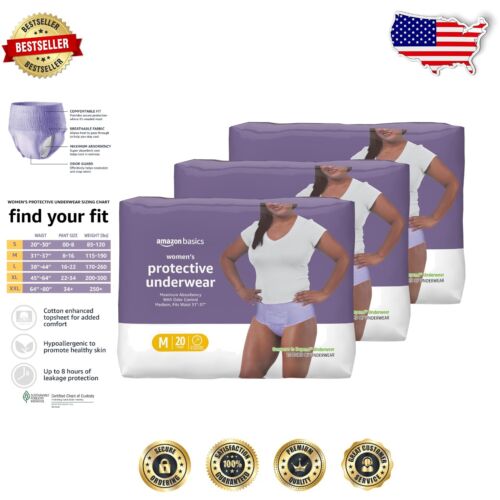 Leak-Resistant Postpartum Underwear for Women with Cotton Comfort - 60 Count