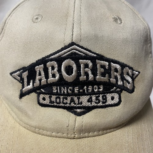 Sombrero de sindicato Laborers Local 459 bronceado envejecido manchado con tirantes Belleville - Imagen 2 de 10