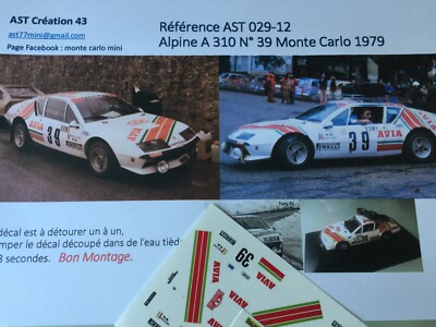Décalcomanie 1:43 Renault 5 Alpine #64 Rallye Monte-Carlo 1982 - Reproduction Précise