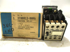 NEW SIEMENS 3TH8013-0AK6 CONTROL RELAY 110/120V COIL