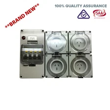 2X 10AMP And 2X 15AMP 3 Pin RCD Power Point Socket Outlet RCBO IP66 Weatherproof