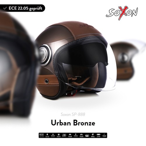 SOXON SP-888 URBAN BR. CASCO DEMI-JET MOTO VESPA doppia VISIERA ECE XS S M  L XL | eBay