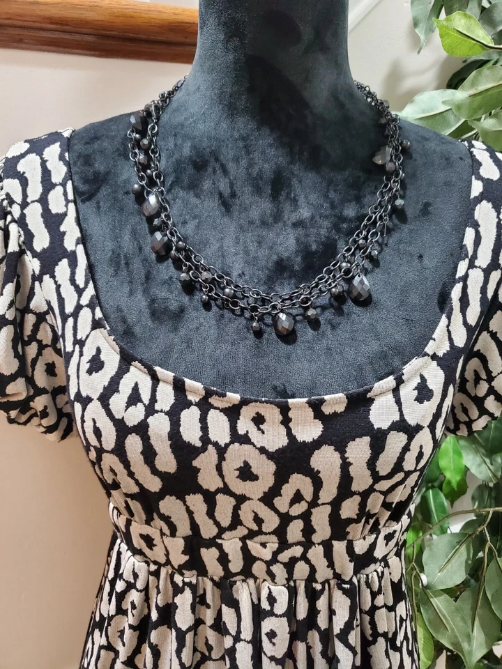 Johnny Martin женщин черный полиэстер декольте короткий рукав колена платье M - Изображение 2 из 4