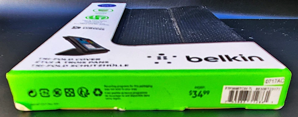 Funda tipo folio triple plegable Belkin Form-Fit Blacktop para Samsung Galaxy Tab E 8.0 (NUEVA EN CAJA) Foto 2 de 3