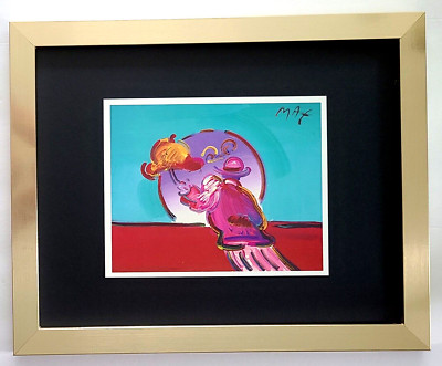 PETER MAX + AWESOME + 1990'S SIGNED PRINT  + NEW GOLDEN FRAME
