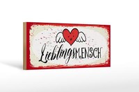 Holzschild Spruch Lieblingsmensch Herz Engel 27X10 Cm Deko Schild