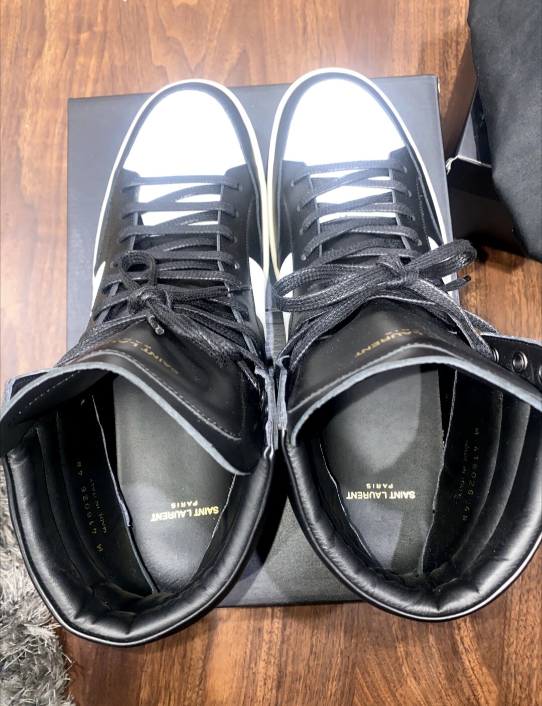 Sneakers alte Yves Saint Laurents YSL taglia 48 EU 15 USA con scatola al dettaglio $737