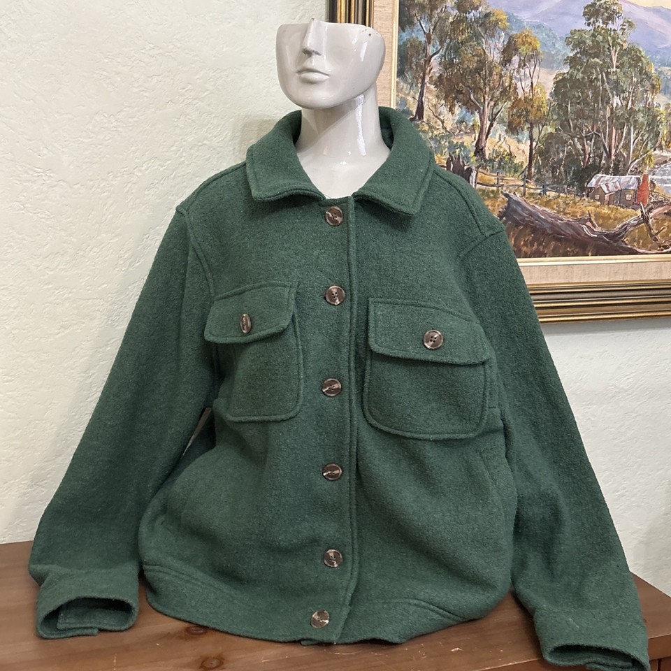 Women’s Sz 20 Joie Emerald Green Wool Blend Jacket With Pockets 