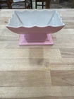 Vintage Hull Pottery Planter '50s Pink And White Pedestal Base Rectangular #157