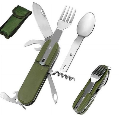 7 in 1 Campingbesteck Besteckset Reise Besteck Camping Outdoor Essbesteck Armee