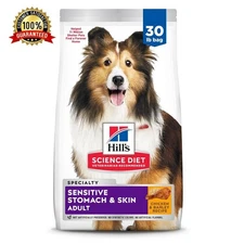 Dry Dog Food Chicken Recipe Adult 1-6 Stomach Skin Sensitivity Supoort 30 lb Bag