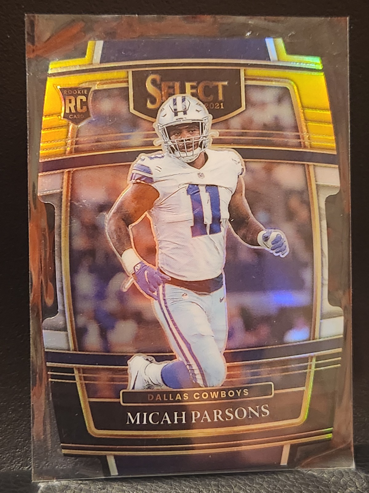 2021 Panini Select Concourse #85 Micah Parsons (RC) Black & Gold Prizm Die-Cut