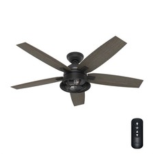 Hunter Fan 52 inch Matte Black Indoor Ceiling Fan with Light and Remote