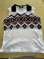 Vtg cripple creek XL sleeveless shirt aztec style white women’s Cotton