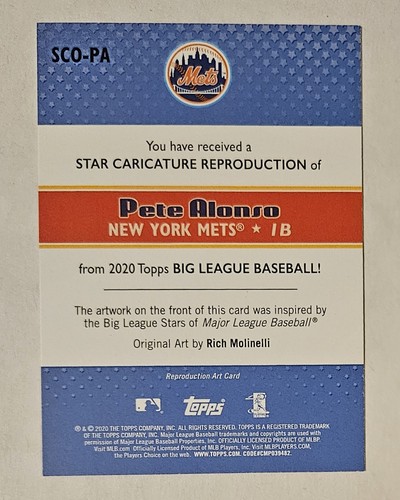 Pete Alonso 2020 Topps Big League - Star Caricature Reproduction #SCO-PA Mets - Picture 2 of 3