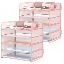 2 Pack Letter Tray 5-Tier Desk Organizer File Holder with Handle, Metal Deskt...