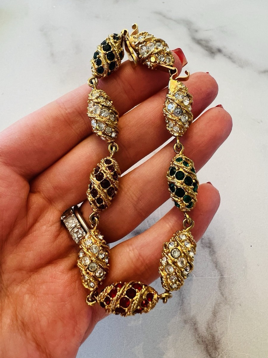 Vintage JBK Jackie Kennedy Camrose Kross Purple Red Green Crystal