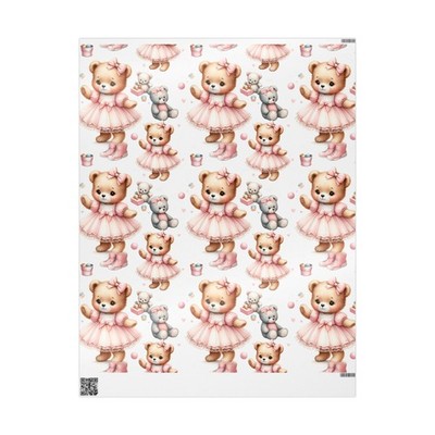 Adorable Bear Dance Wrapping Paper, Cute Gift Wrap, Baby Shower, Birthday, Party