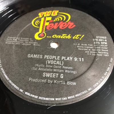 Sweet G   Games People Play 12'' Single Record 1983 The Fever Hip Hop