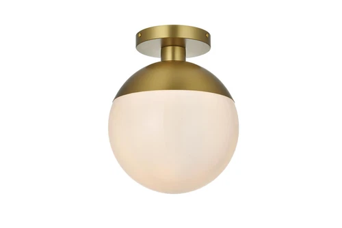 Living District Eclipse 10" Flush Mount Frosted White Shade In Satin Gold - Picture 3 of 9