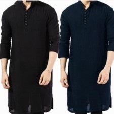 Mens Tops Mens Robe Blouse Tunic Daily Ethnic Kaftan Shirt Indian Kurta Shirt