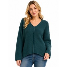 Habitat Clothes to Live In Teal Cotton Knit V Neck Sweater L 83488