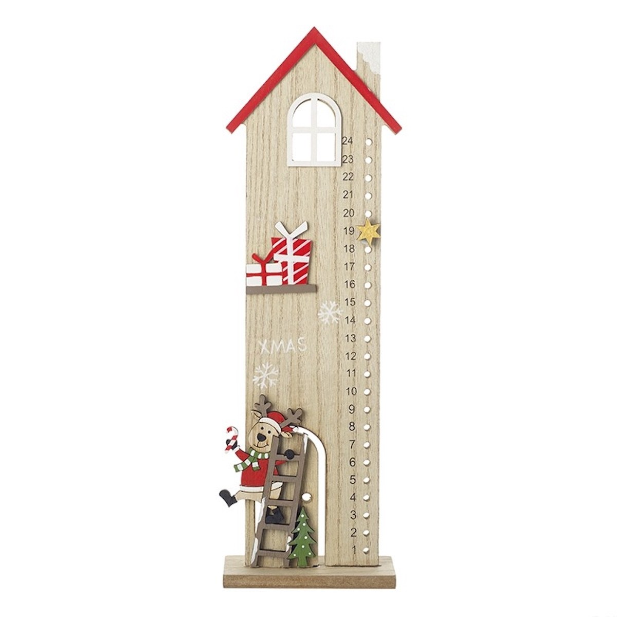 Wooden Tall House Countdown Christmas Calendar by Heaven Sends Rustic Ornament