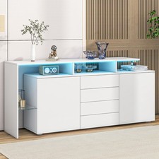 Hochglanz Kommode Sideboard Anrichte mit 4 Schubladen LED Licht Beistellschrank